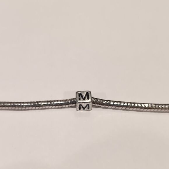 Silver M‎ Spacer Charm for Pandora Style Bracelet - Picture 2 of 5